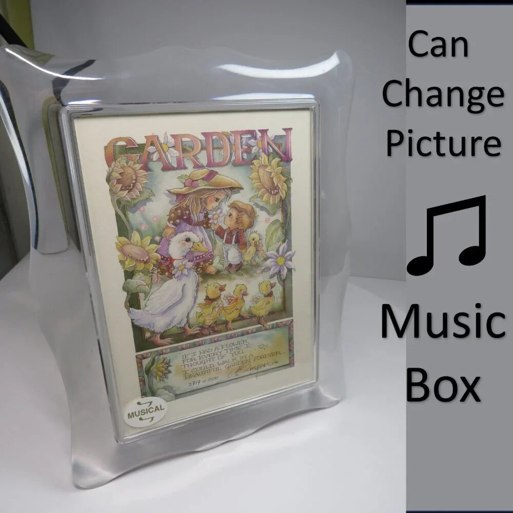 Vintage 80s Acrylic Frame Music Box 